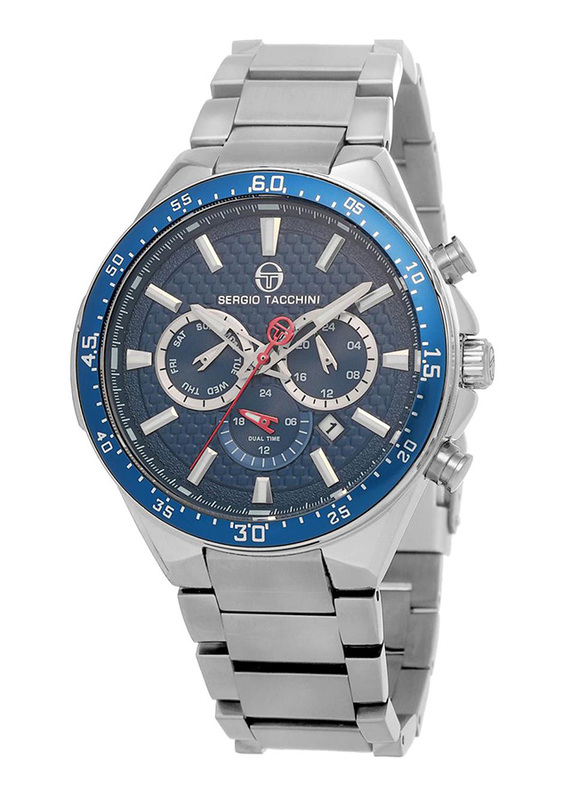 Sergio Tacchini Analog Watch for Men with Stainless Steel Band, ST.1.10073-5, Silver-Blue