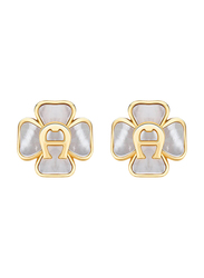 Aigner Brass Rosetta Stud Earring for Women, with Crystal, ARJLE2100702, Gold