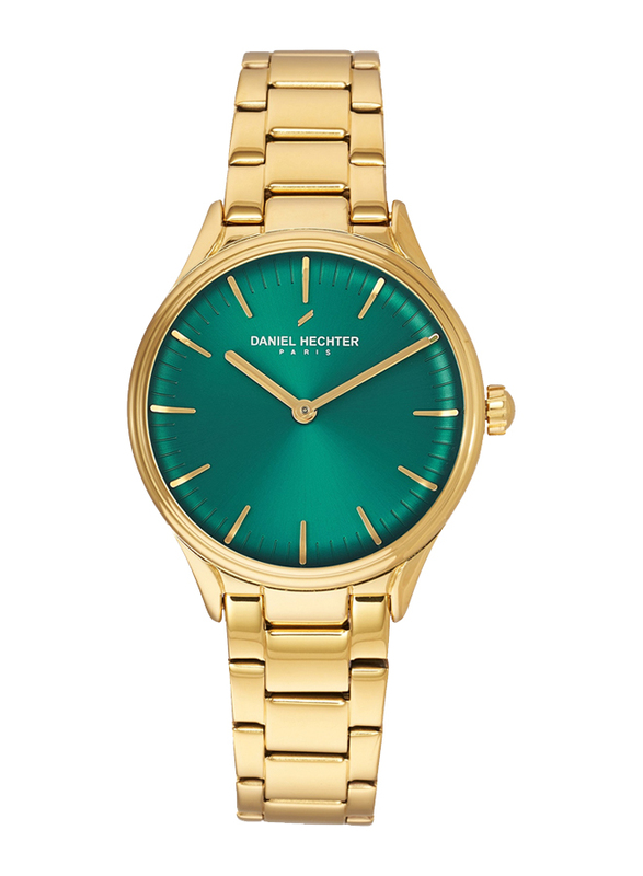 Daniel Hechter Analog Watch for Women with Stainless Steel Band, Water Resistant, DHL00104, Gold-Turquoise
