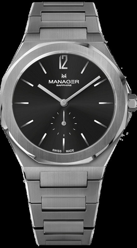 

Manager Analog Watch for Men with Stainless Steel Band, MAN-RP-01-SM, Grey-Black