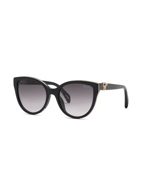 Chopard Full Rim Cat Eye Black Sunglasses for Women, Grey Lens, SCH317S, 55-19 0700