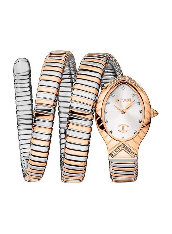 

Just Cavalli Analog Watch for Women with Stainless Steel Band, Water Resistant, JC1L248M0075, White-Rose Gold/Grey