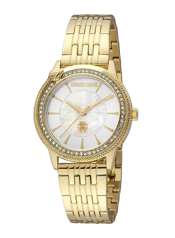 

Roberto Cavalli Dettaglio Analog Watch for Women with Stainless Steel Band, Water Resistant, RC5L037M0055, Gold/White