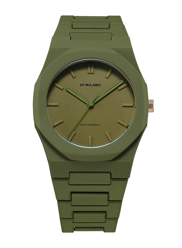 

D1 Milano Analog Watch for Men with Plastic Band, Water Resistant, D1-PCBJ22, Olive