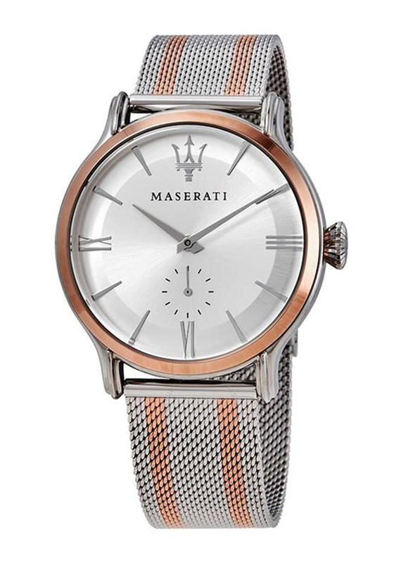 Maserati Wrist Watch for Men with Stainless Steel Band, Water Resistant, R8853118005, Silver/Rose Gold-Silver