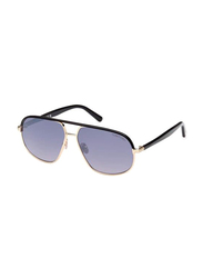 Tom Ford Full-Rim Pilot Shiny Rose Gold Sunglasses for Men, Gradient Smoke Lens, Ft1019s 28b, 59/13/140