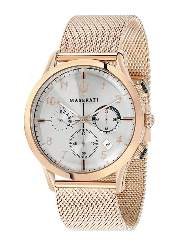 Maserati Analog Watch for Women with Mesh Band, Water Resistant, R8873625002, Rose Gold-White
