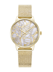 Police Analog Watch for Women with Mesh Band, Water Resistant, PEWLG2229004, Gold-White