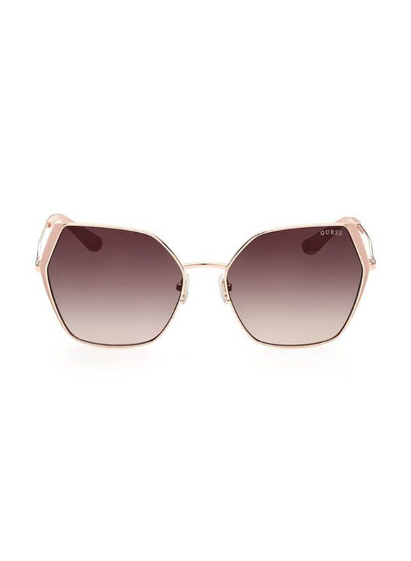 Guess Full-Rim Irregular Gold Sunglasses For Women, Brown Gradient Lens, GU7843 28F, 61/18