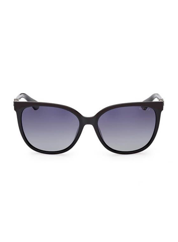 Guess Full-Rim Round Black Sunglasses For Women, Grey Lens, GU7864S 01D, 58/16