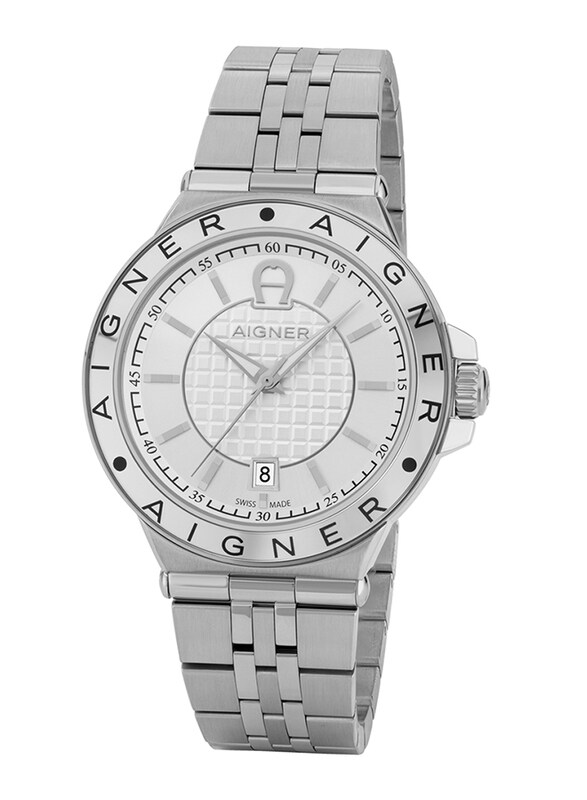 

Aigner Trieste Wrist Watch for Men with Stainless Steel Band, Water Resistant, M A141101, Silver-White