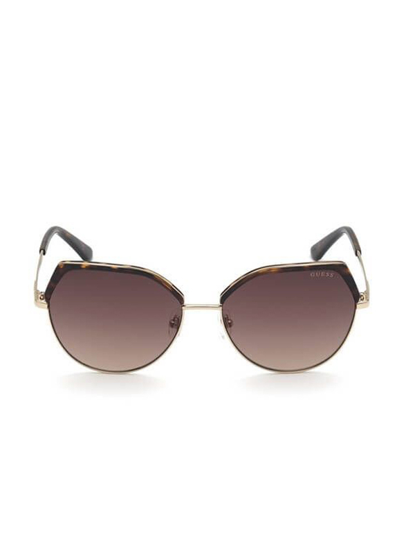 Guess Full Rim Irregular Dark Brown Sunglasses for Women, Brown Lens, GU7736, 52F 58-16