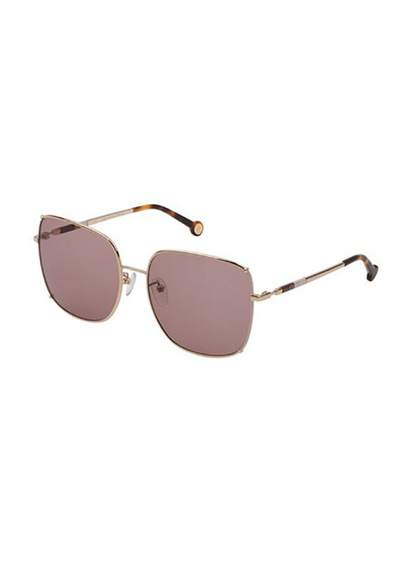 

Carolina Herrera Square Full Rim Gold Sunglasses for Women, Violet Lens, SHE153 59-17 0323