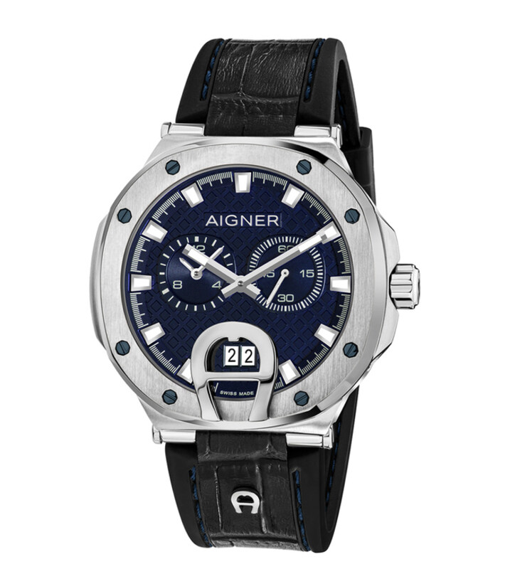 

Aigner Analog Watch for Men with Silicone Band, Water Resistant, ARWGA0000708, Black-Blue