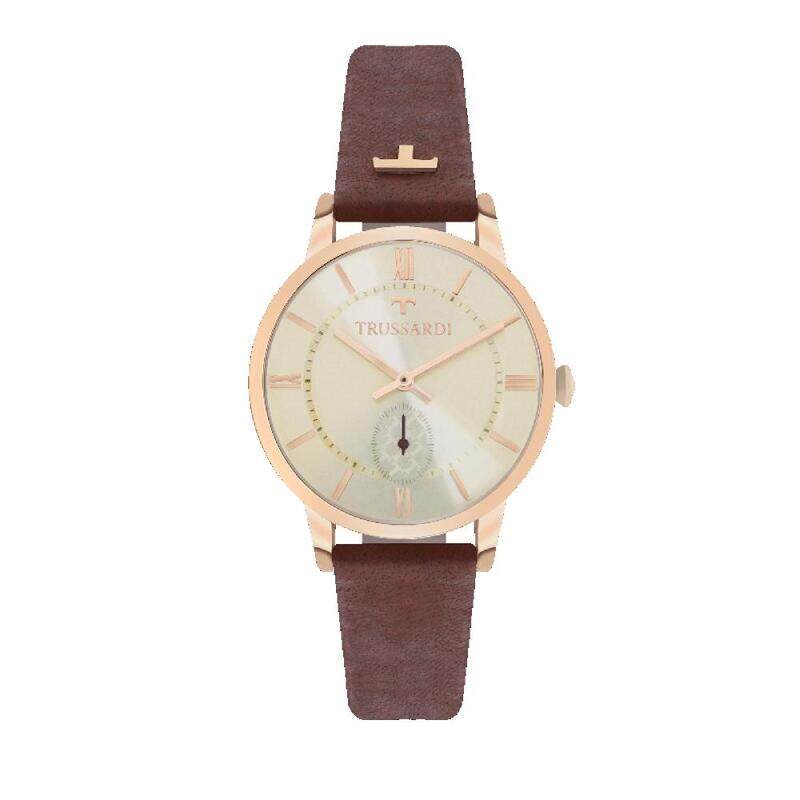 

Trussardi Analog Wrist Watch for Women with Leather Band, Water Resistant, R2451113503, Red-Beige