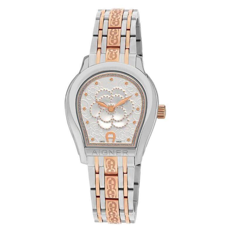 

Aigner Analog Watch for Women with Stainless Steel Band, M A111303, Silver/Rose Gold-Pearl