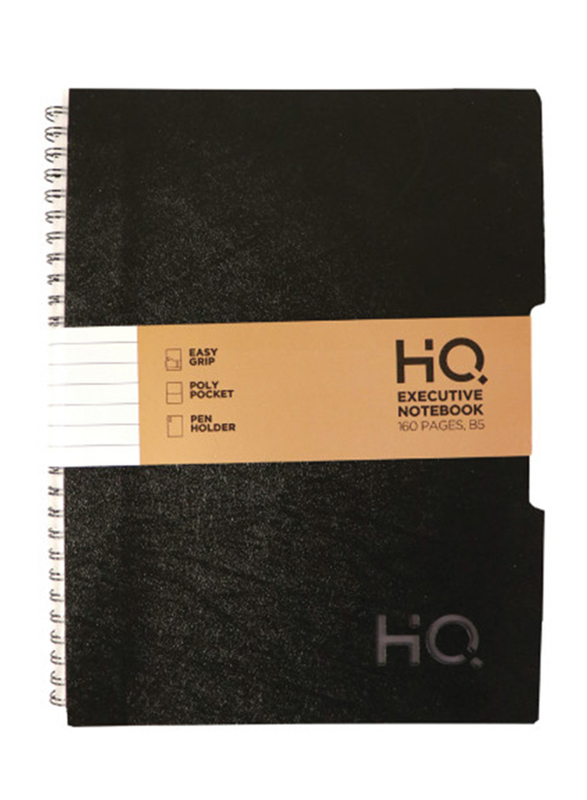 Navneet HQ Wiro Poly 1 Subject Executive Notebook, 80 Sheets, B5 Size, Black