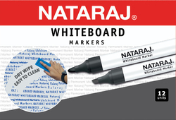 Nataraj 12-Piece Bullet Tip White Board Marker, 2mm, Black