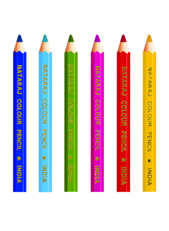 ناتاراج قلم تلوين بالحجم الوسط مع مبراة، 6 قطع، متعدد الألوان