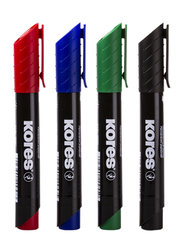 Kores 4-Piece XP1 Permanent Marker Pen with Bullet Tip, 3mm, Multicolours