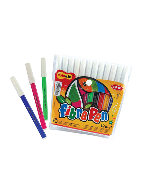 كولو كيت قلم فايبر، 12 قطعة، FP-01، متعدد الألوان