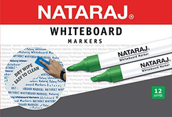 Nataraj 12-Piece Bullet Tip White Board Marker, 2mm, Green