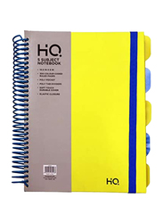 Navneet HQ Plastic Spiral 5 Subject Book, 10.5 x 8inch, 150 Sheets, Yellow