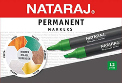 ناتاراج، 12 قطعة، قلم ماركر ثابت برأس رفيع، 2.5 مم، أخضر