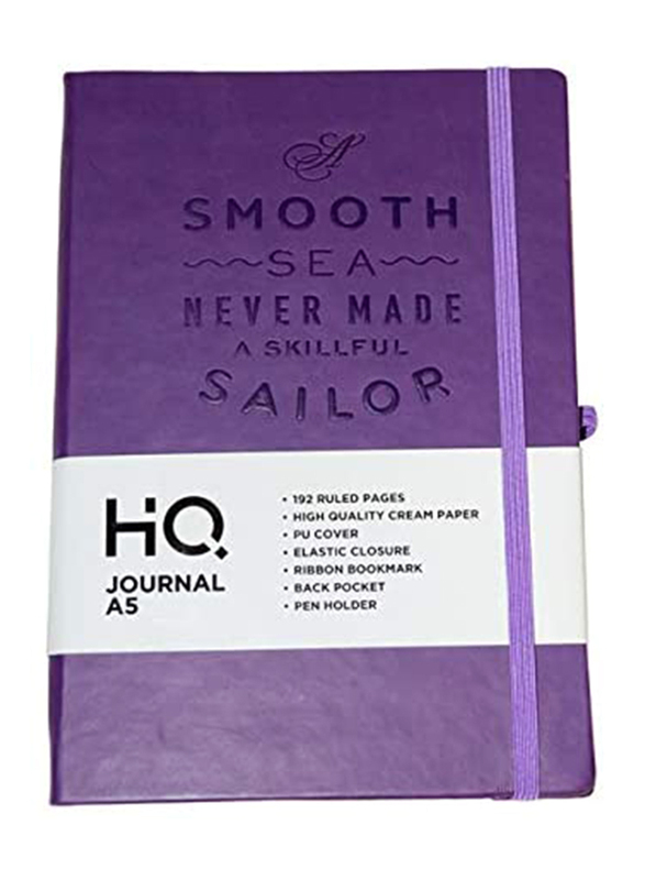 Navneet HQ Journal Casebound PU Notebook, 96 Sheets, A5 Size, Purple