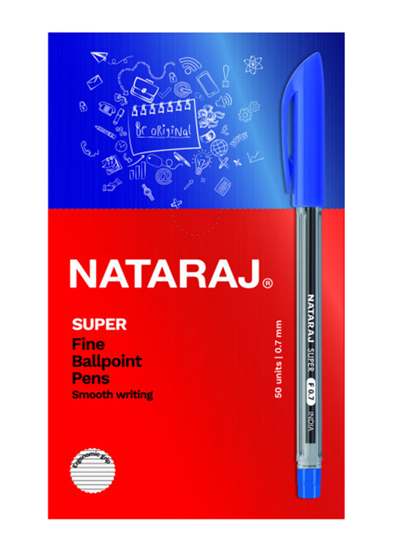 Nataraj 50-Piece Super Fine Ballpoint Pen Set, 0.7mm, Blue
