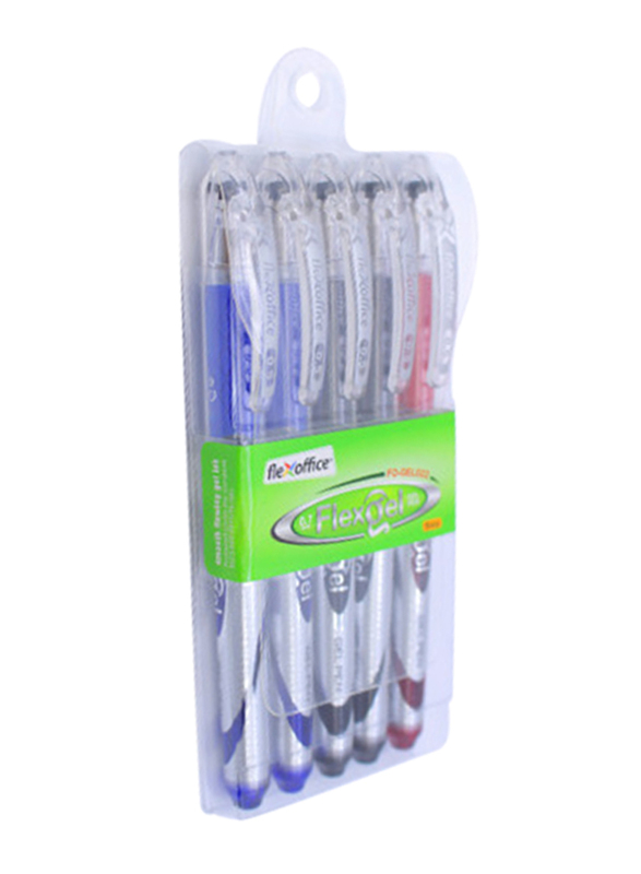 فليكس أوفيس طقم أقلام جل فليكس أوفيس من 5 قطع، FO-Gel022، متعدد الألوان