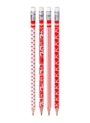 كوريس قلم جرافيت جرافيتوس إتش بي ناعم من 12 قطعة، أحمر/ أبيض