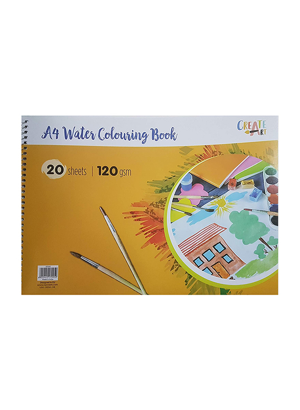 Navneet Create Art A4 Water Colouring Book, 20 Sheets, 120 GSM, Multicolour