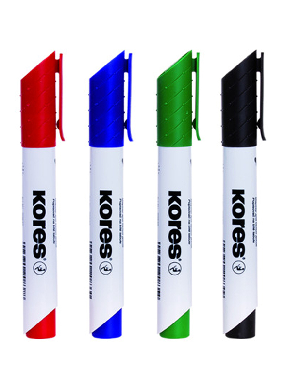 كوريس طقم أقلام ماركر للسبورة البيضاء K-Marker XW2 5 قطع مع ممحاة مغناطيسية / طرف مائل، متعدد الألوان