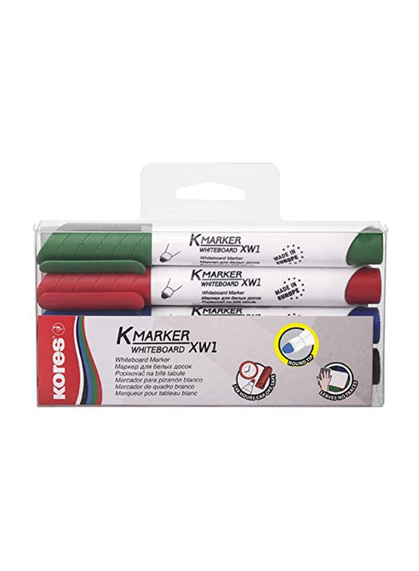 Kores 4-Piece K-Marker XW2 Chisel Tip Whiteboard Marker, Multicolours