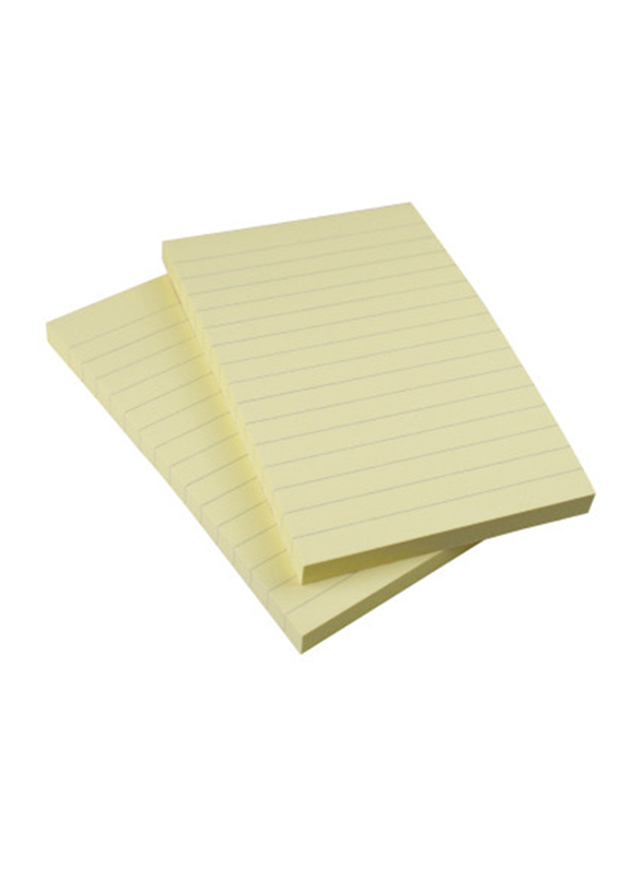 Kores Sticky Lined Notes Pad, 15 x 10cm, 100 Sheets, Canary Yellow