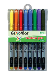 فليكس أوفيس طقم أقلام تحديد رفيع من 8 قطع، FOR-FL01، متعدد الألوان