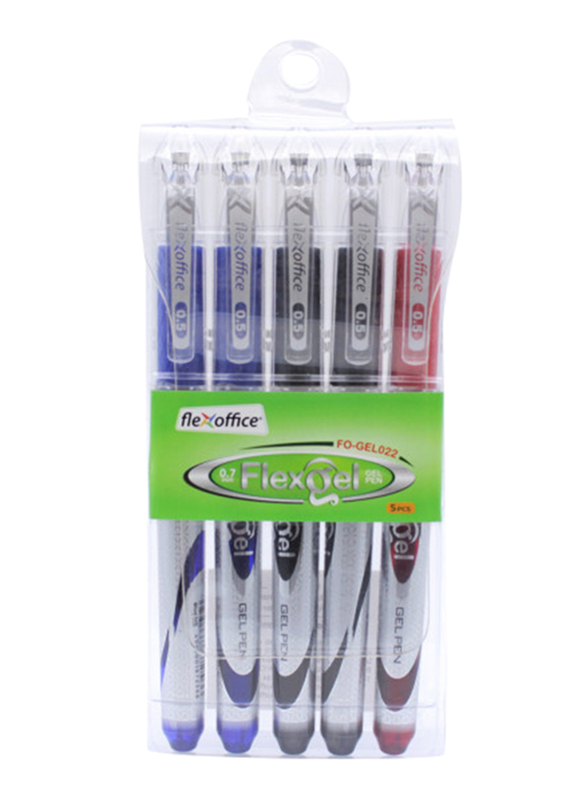 Flex Office 5-Piece Flex Gel Pen Set, FO-Gel022, Multicolour
