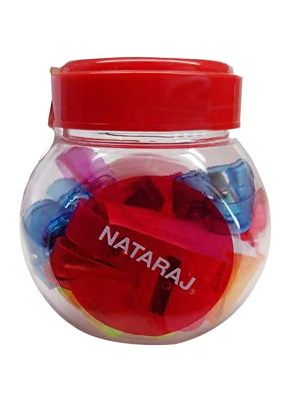 Nataraj 20-Piece Neon Heart Sharpener in Jar, Multicolour