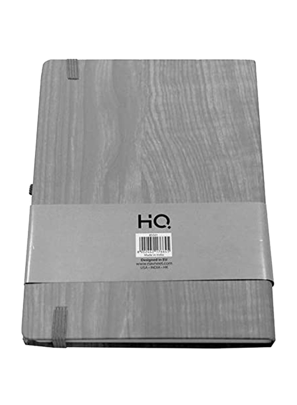 Navneet HQ Journal Casebound Wooden Texture Notebook, 80 Sheets, A5 Size, Light Grey