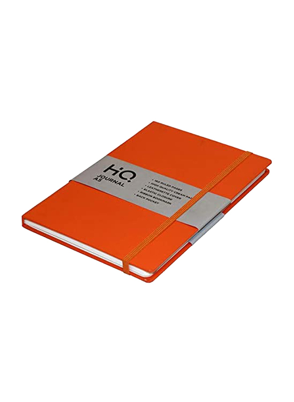 Navneet HQ Journal Casebound Solid Vinyl Finish Notebook, 80 Sheets, A5 Size, Orange