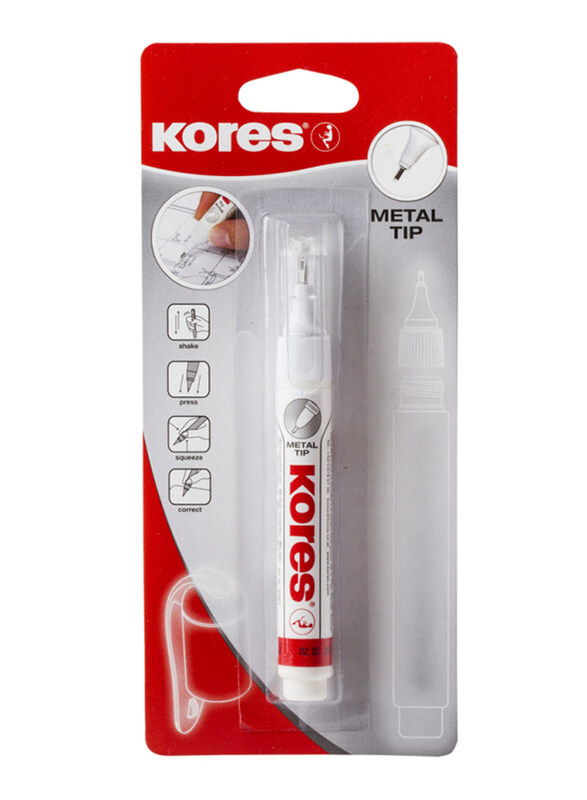 

Kores Metal Tip Correction Fluid Pen with Fine Needle Point, White