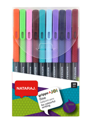 ناتاراج طقم أقلام حبر جاف رفيع جريبو جوي من 10 قطع، 0.7 ملم، متعدد الألوان