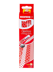 Kores 12-Piece Grafitos HB Soft Triangular Graphite Pencil, Red/White