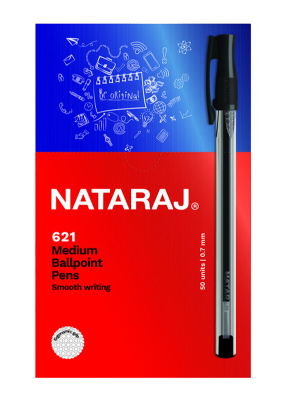 Nataraj 50-Piece 621 Medium Ballpoint Pen Set, 1mm, Black