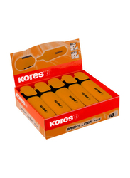 Kores 10-Piece Bright Liner Highlighter Pen with 0.5-5mm Chisel Tip, Orange