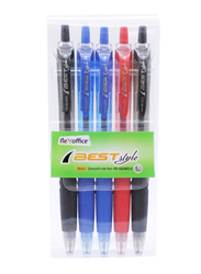 Flex Office 5-Piece Best Style Low Viscosity Ink Pen Set, FO-GelB012, 0.7mm, Multicolour
