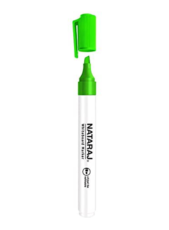 Nataraj 12-Piece Chisel Tip White Board Marker, 2.5mm, Green