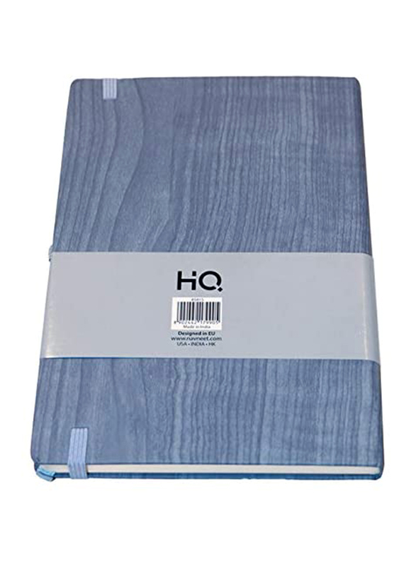Navneet HQ Journal Casebound Wooden Texture Notebook, 80 Sheets, A5 Size, Blue