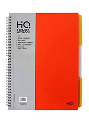 Navneet HQ Poly 3 Subject Notebook, 100 Sheets, A4 Size, Orange